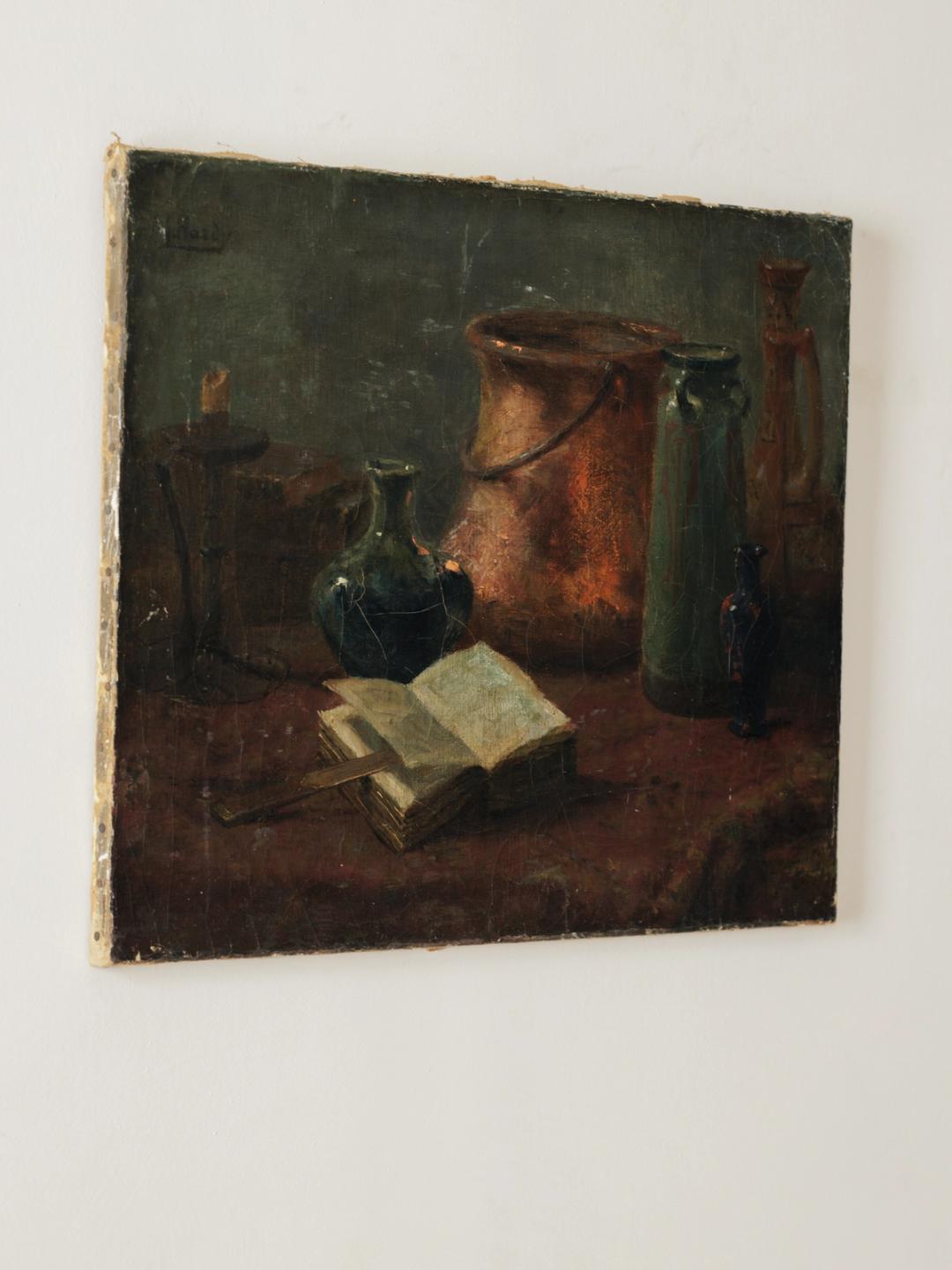 Antique Copper Cauldron Oil Painting