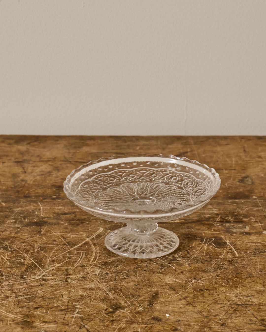 Vintage Glass Pedestal Dish - I