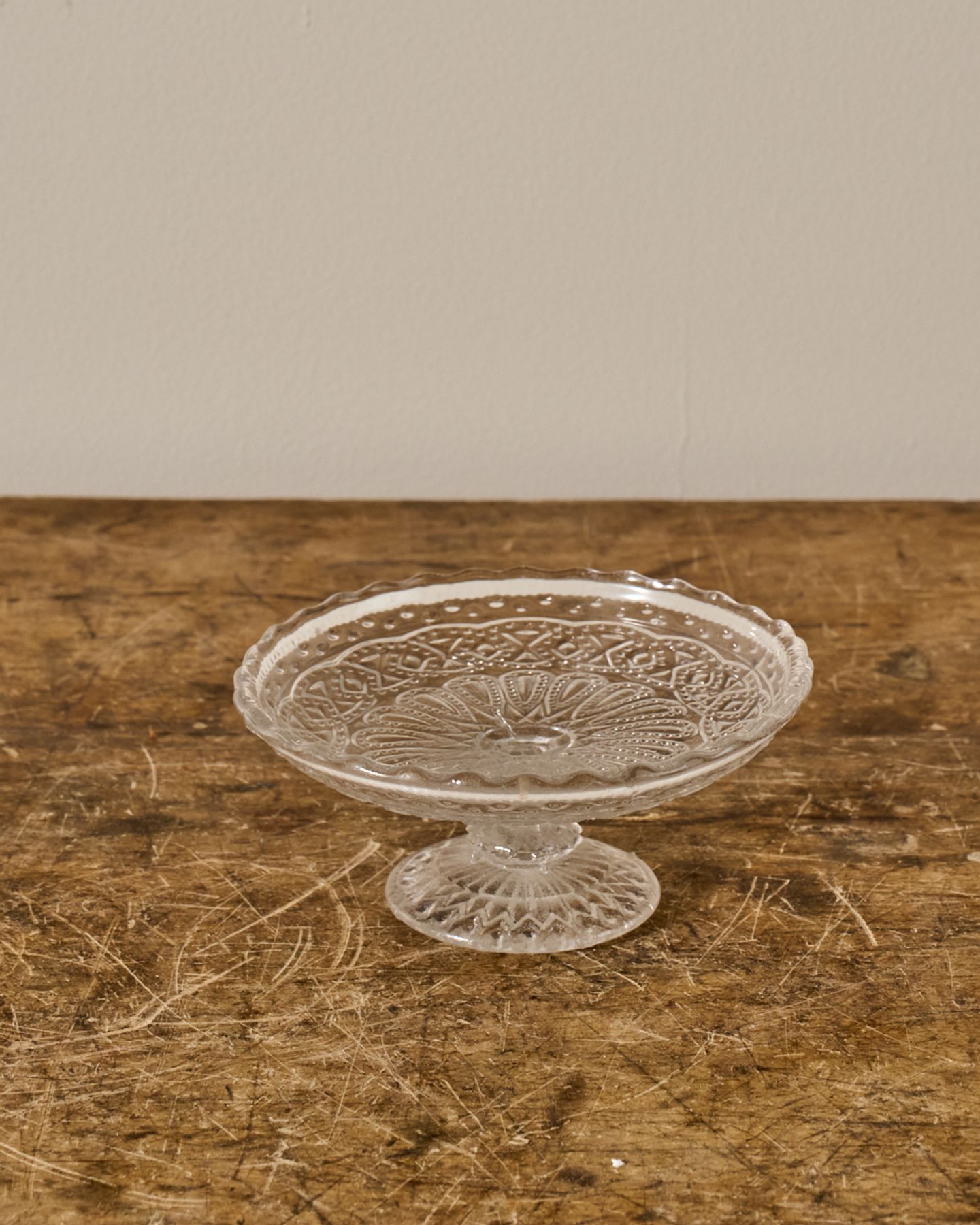 Vintage Glass Pedestal Dish - I