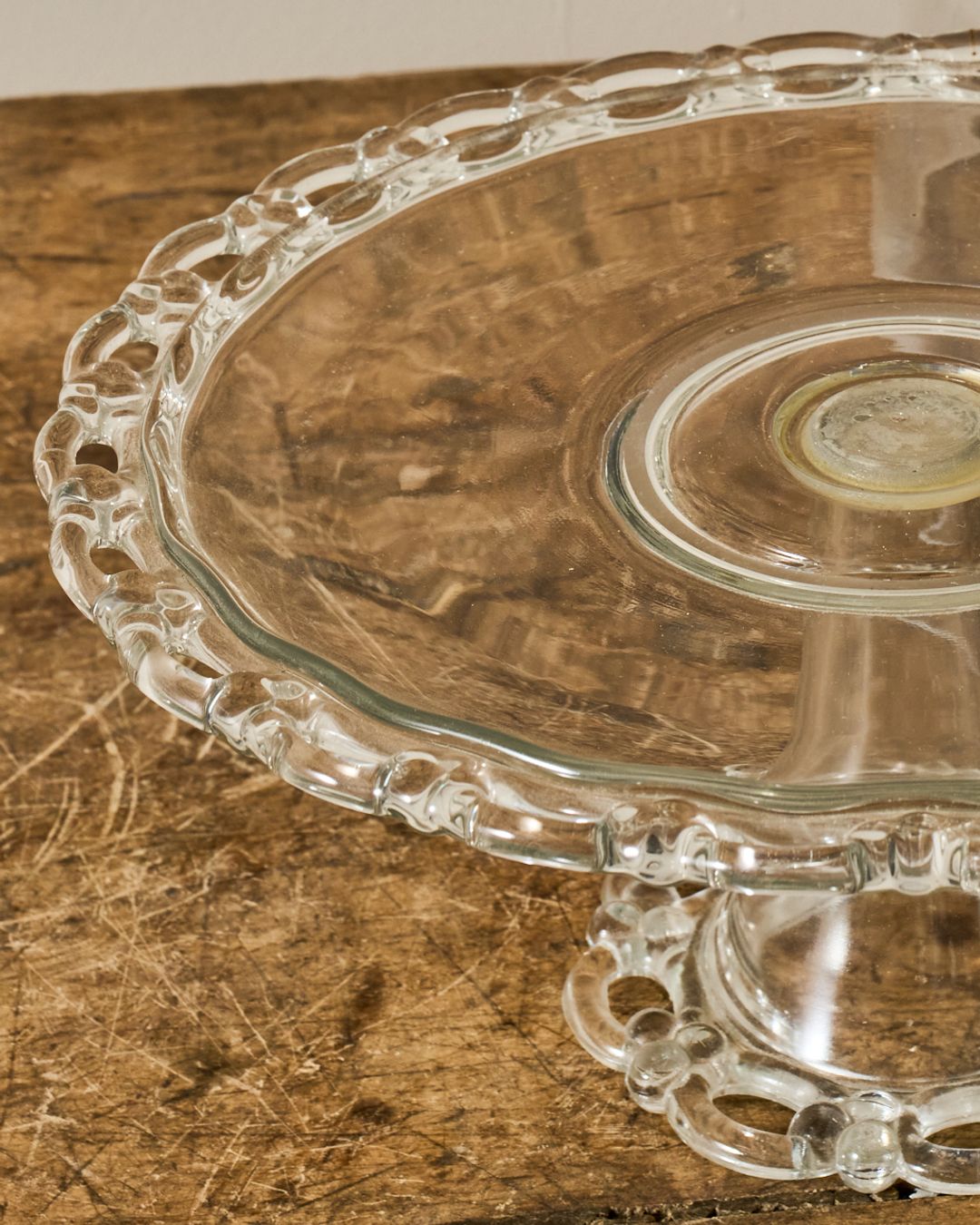 Vintage Glass Pedestal Dish with Cloche