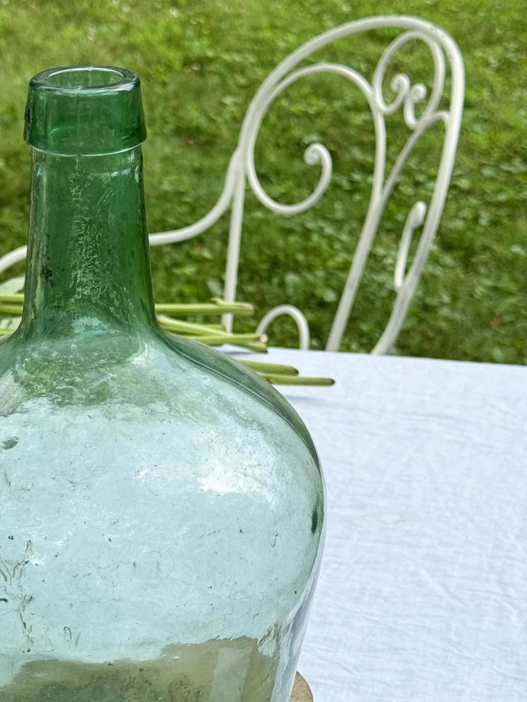 French Green Glass Pinchneck Bottle