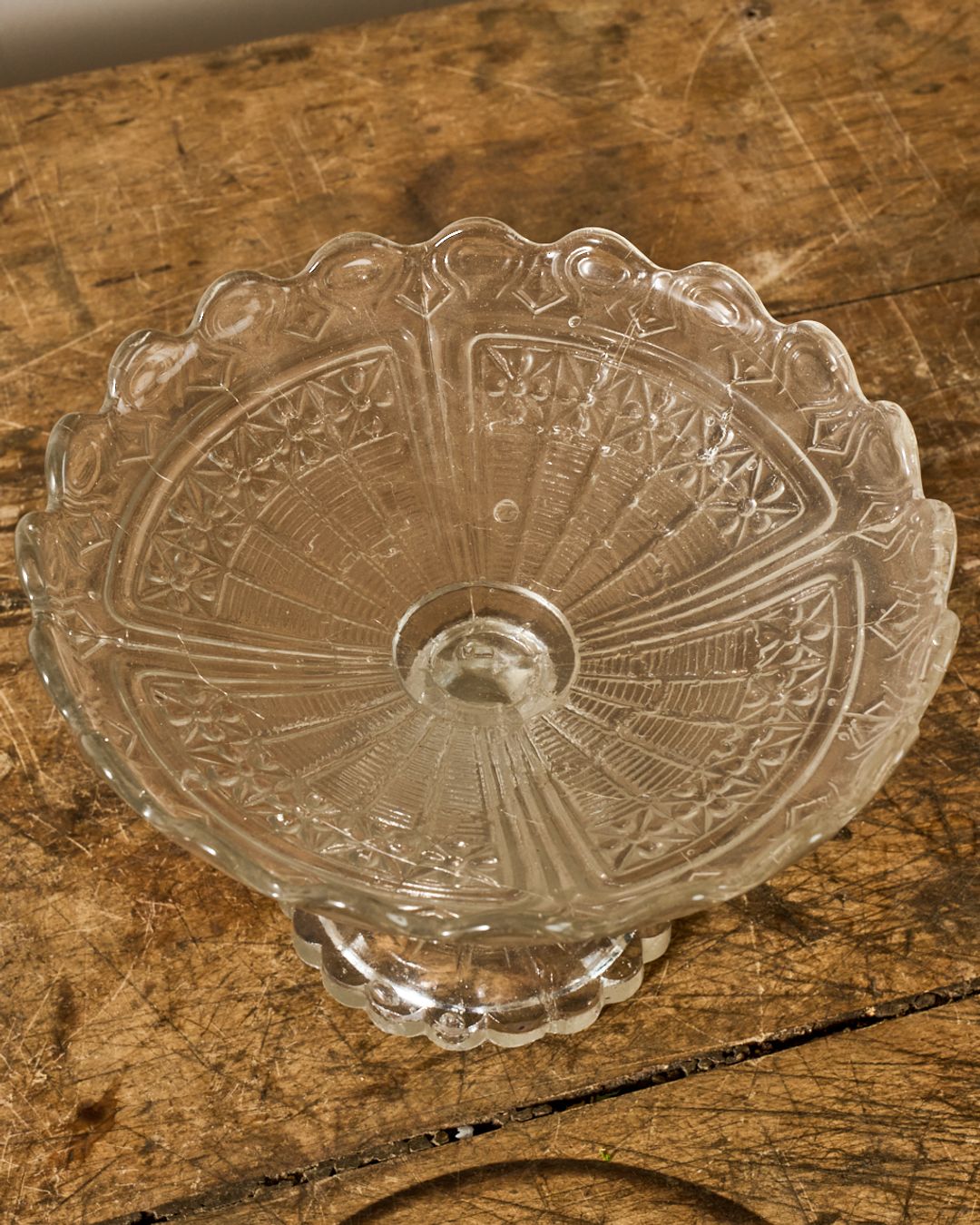 Vintage Glass Pedestal Dish - II