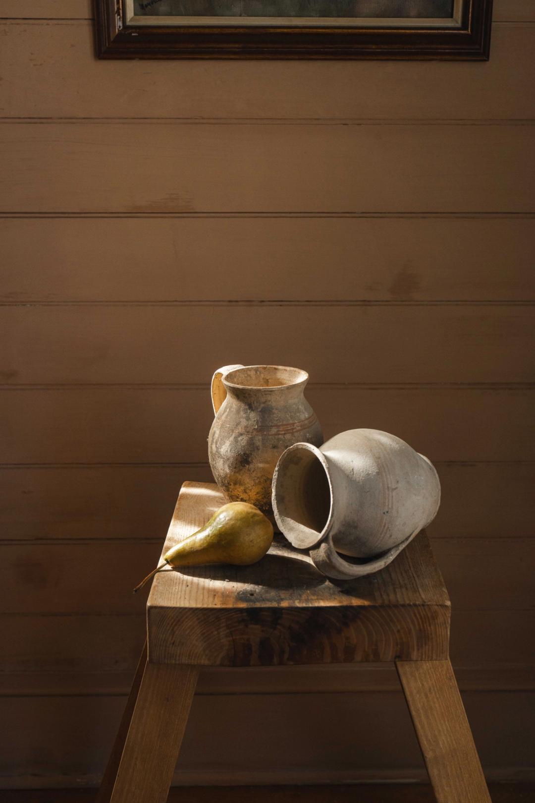 White Patina Hungarian Vessels - Set of 2