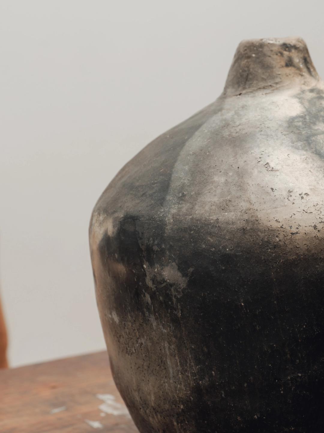 Gafsa Black Clay Vase - Wide