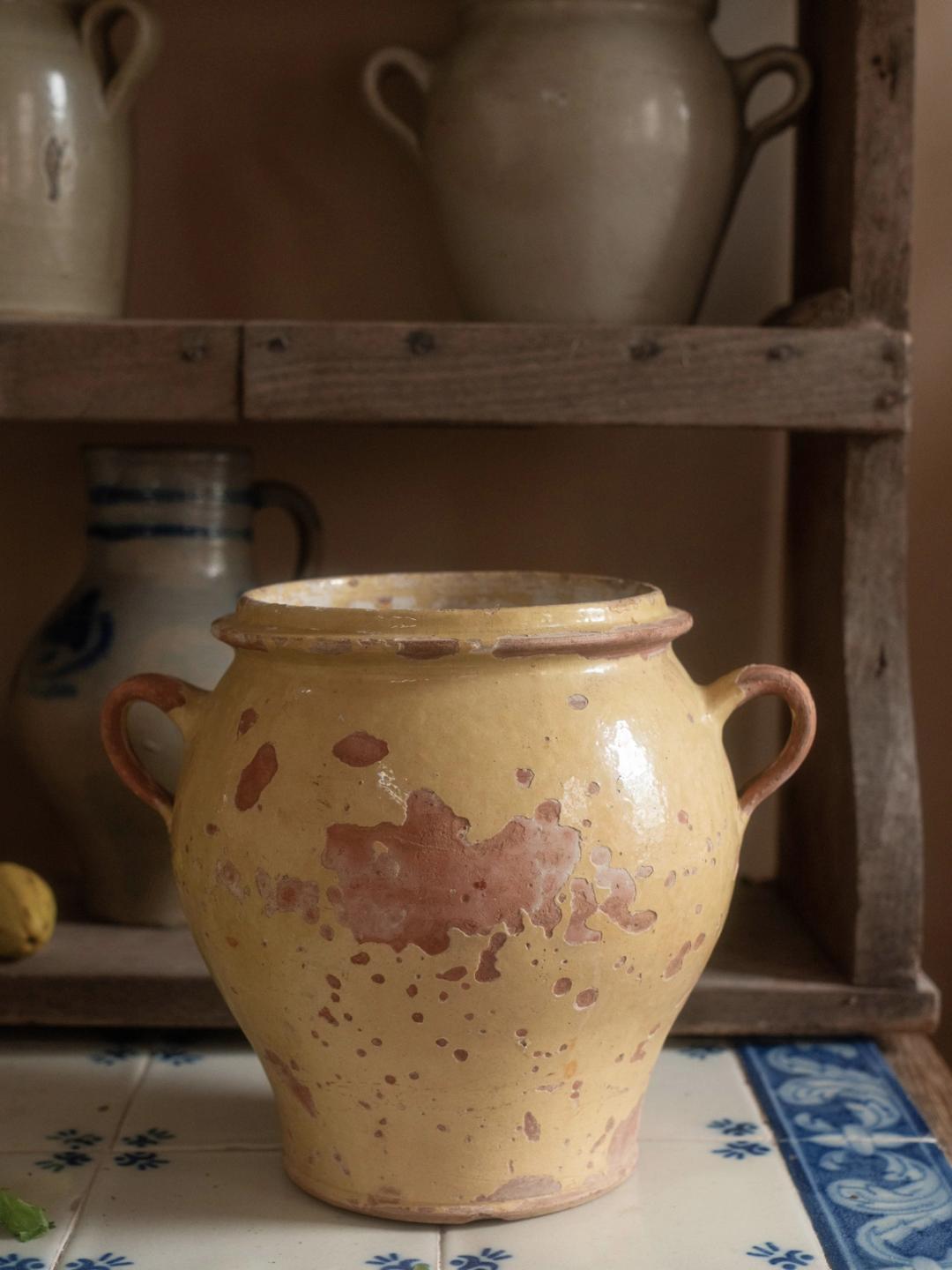 Antique Yellow Glaze Confit Pot