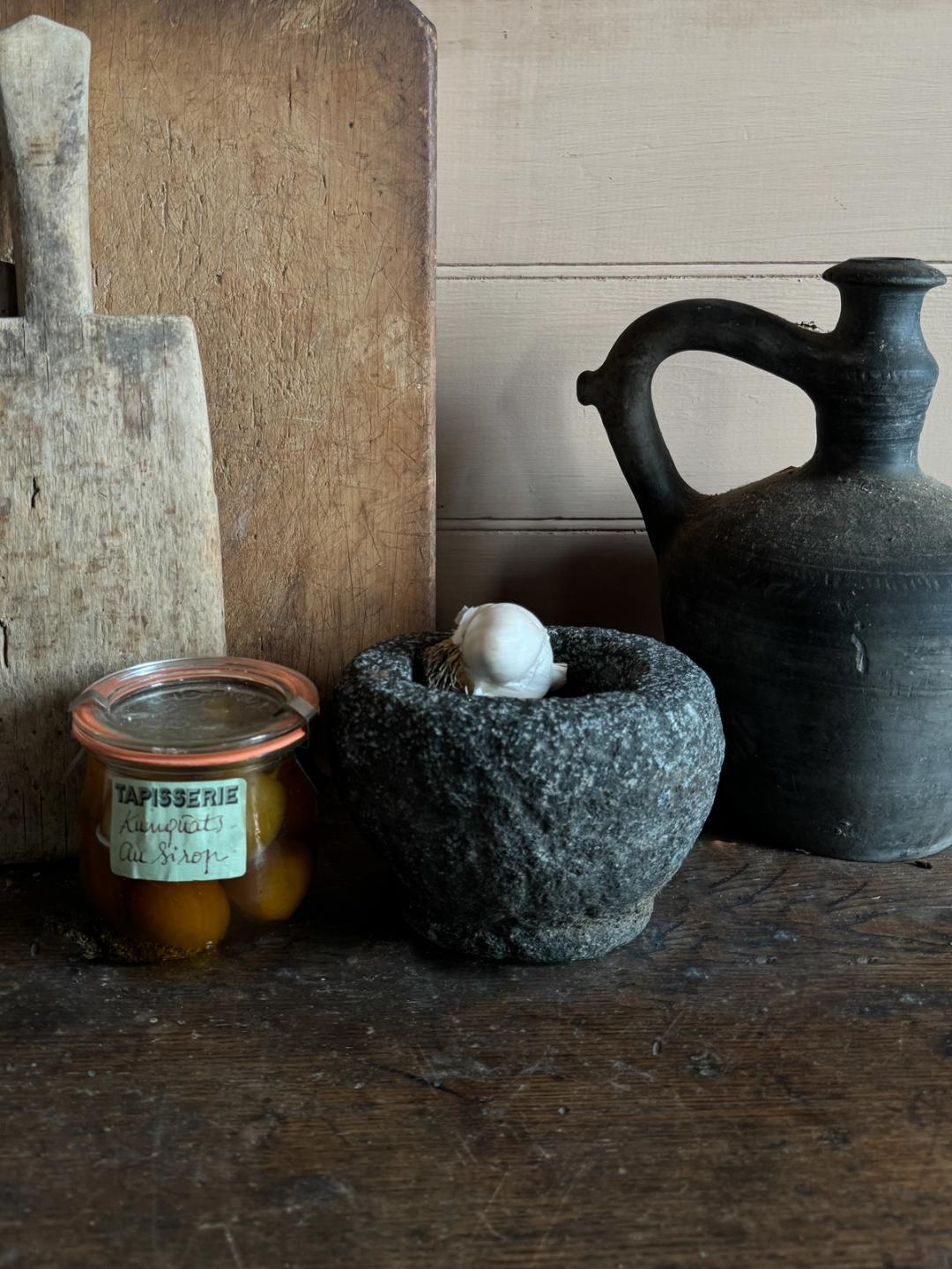 Stone Garlic Mortar, Black