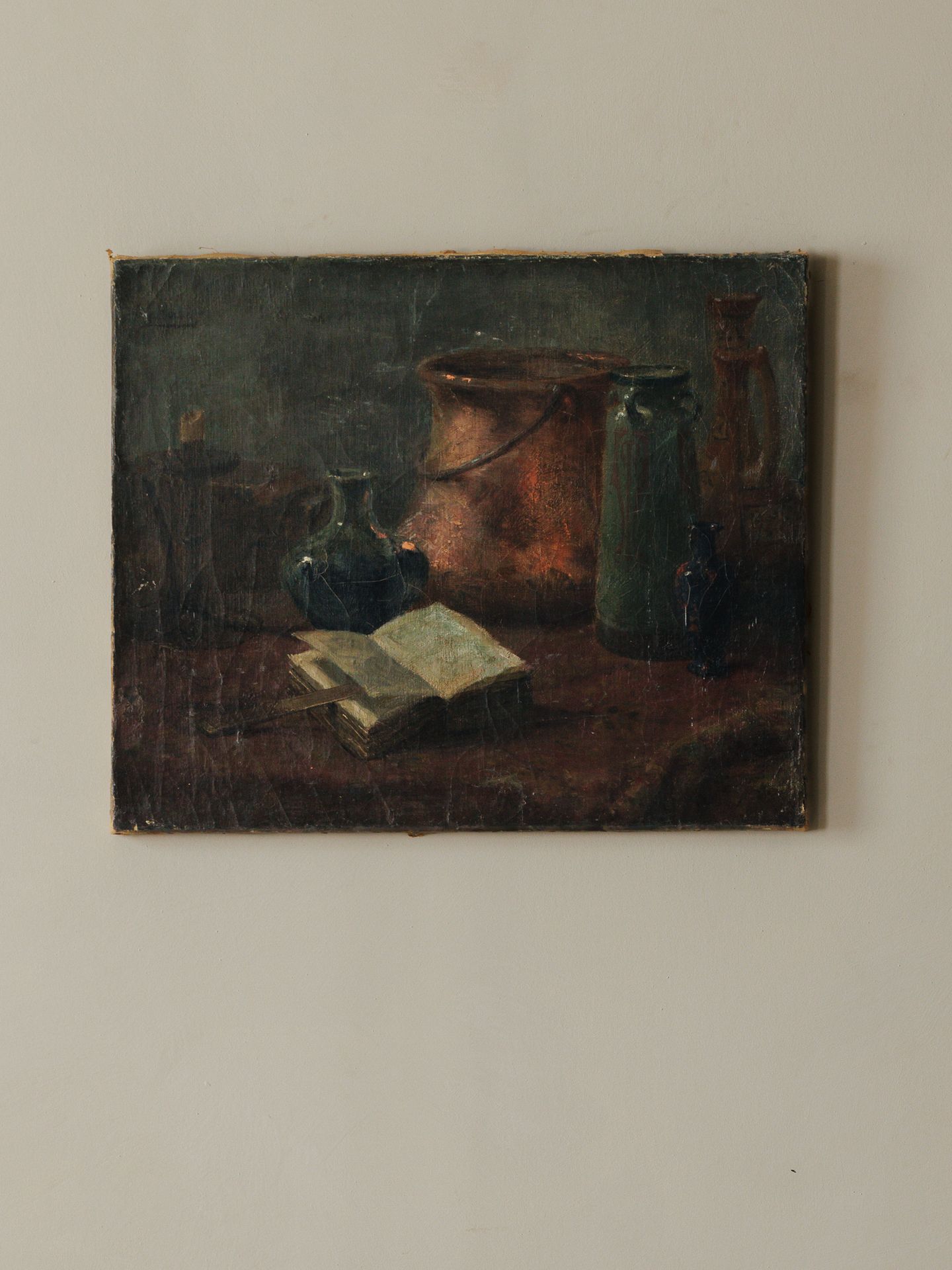 Antique Copper Cauldron Oil Painting
