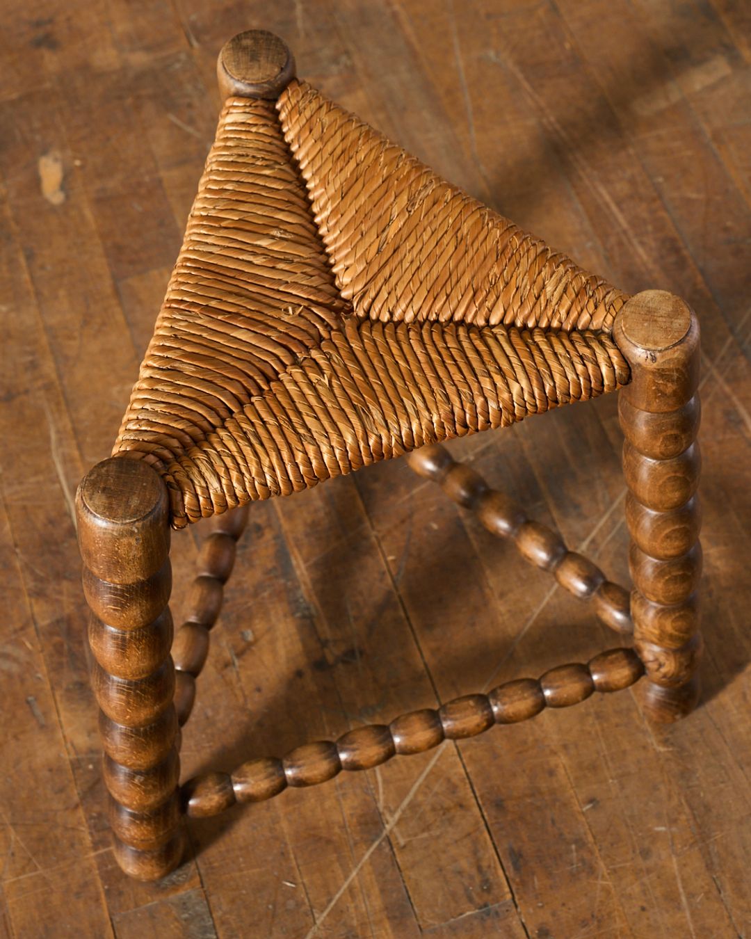Midcentury Triangle Rush Stool