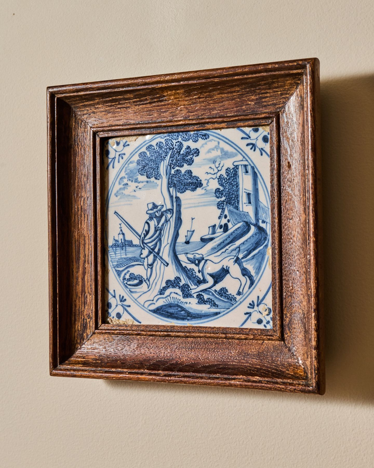 17th c. Framed Delft Tile - I