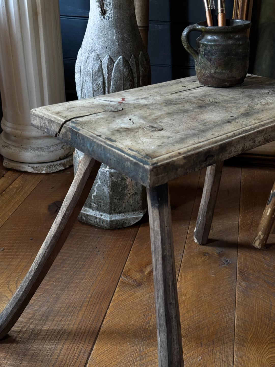 Antique Stool with Engraving