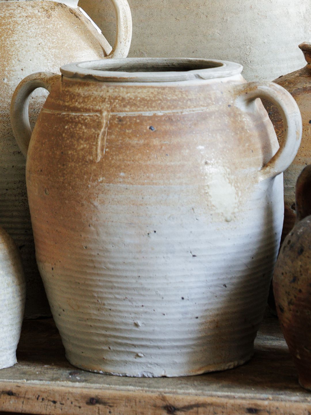 French Stoneware Wide Vase