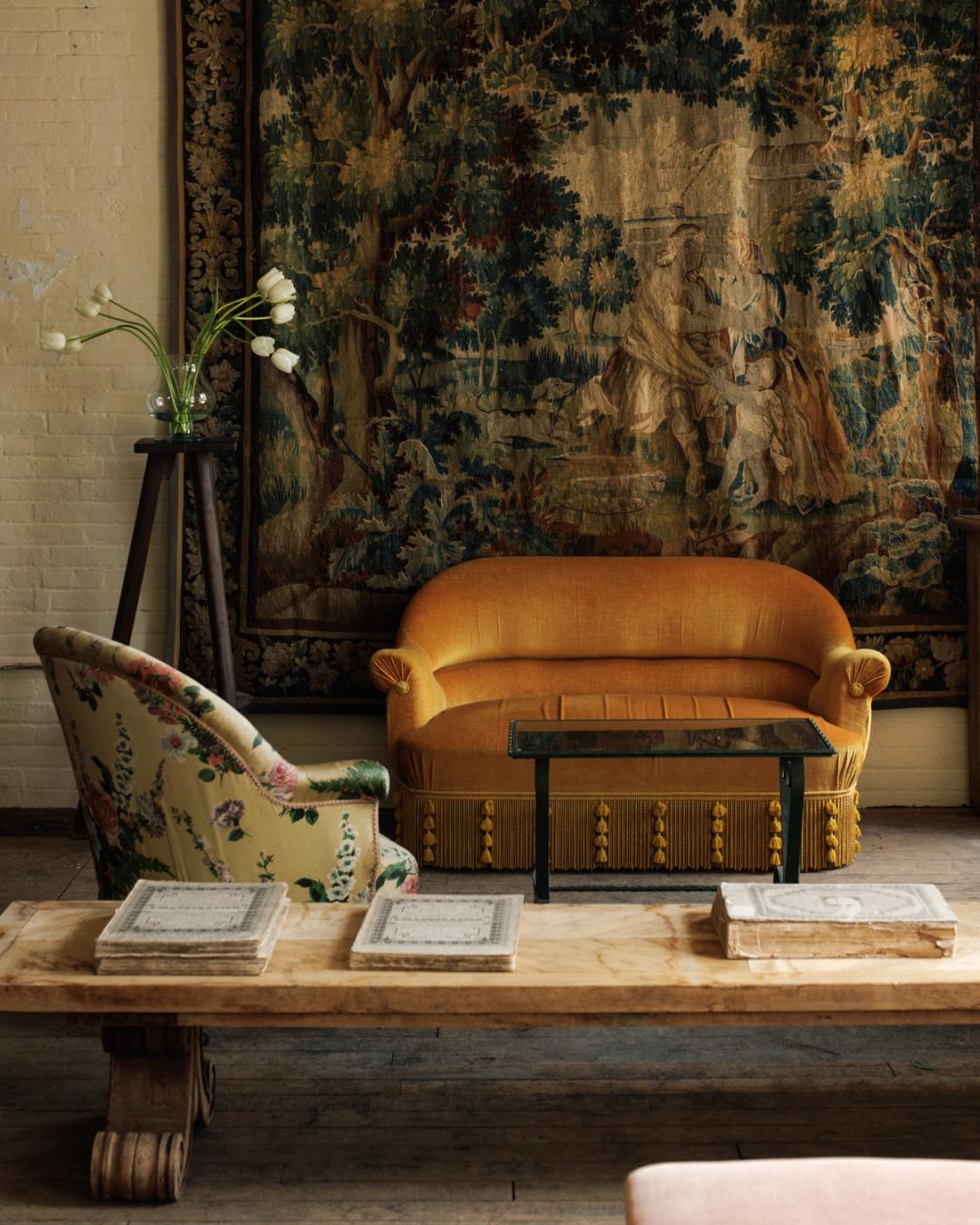 Napoleon III Mustard Loveseat