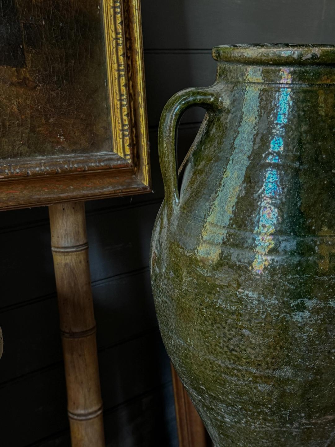 Green Black Turkish Oil Jar