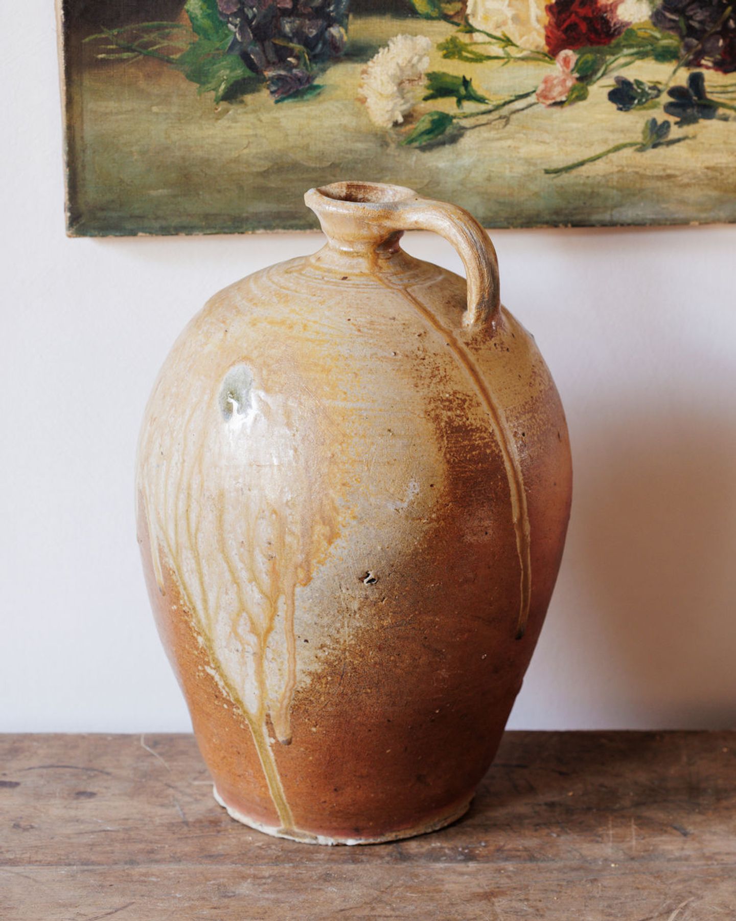 Tall Antique French Olive Oil Pitcher