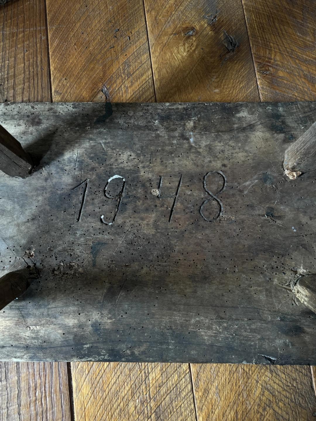 Antique Stool with Engraving