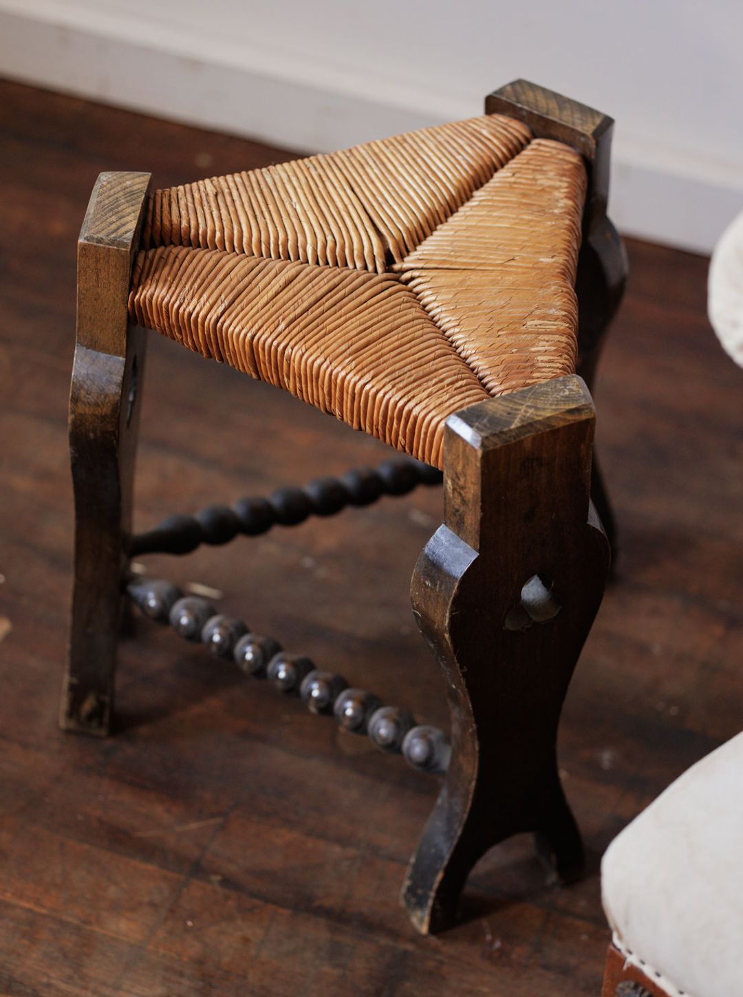 Rare Tripod Rush Stool