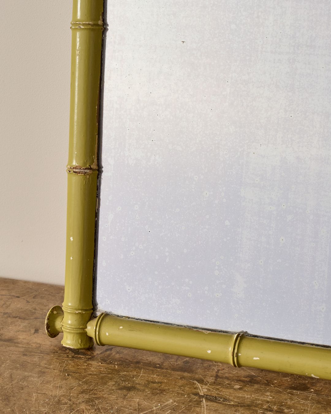 Green Faux Bamboo Mirror