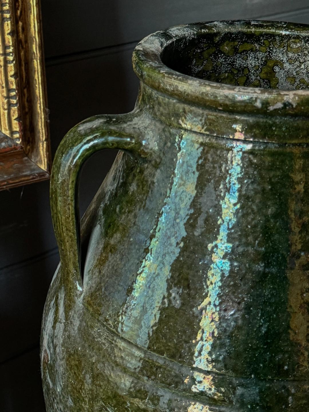 Green Black Turkish Oil Jar