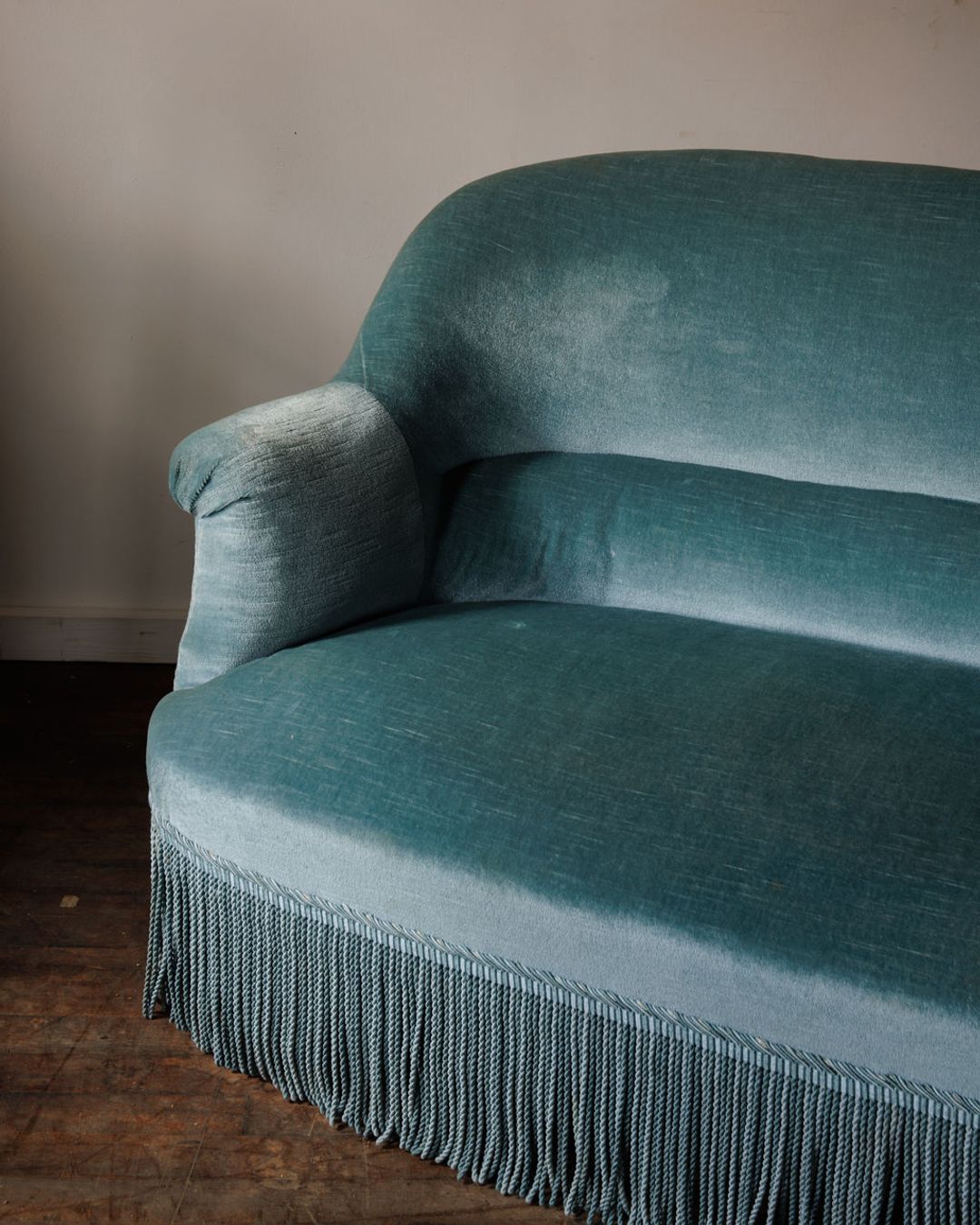 19th c. Napoleon III Blue Velvet Toad Sofa