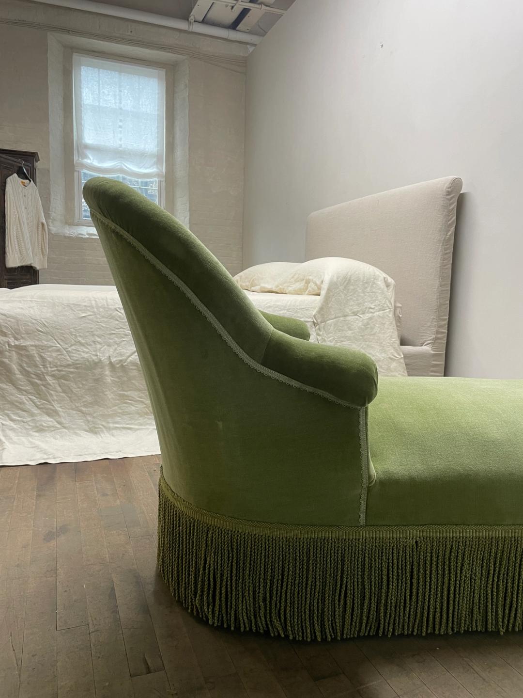 Green Velvet Napoleon Chaise