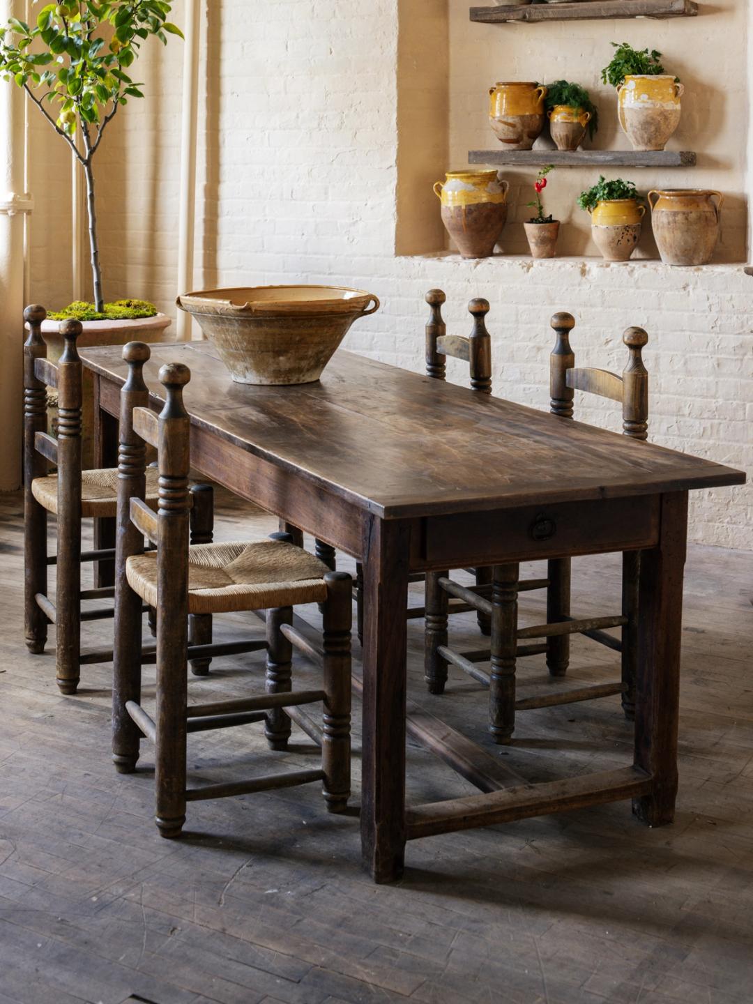 French Rush Dining Chair in the Style of Charles Dudouyt