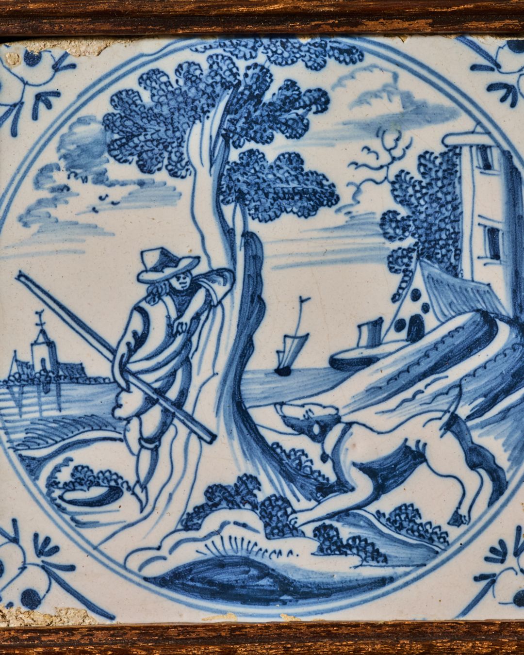 17th c. Framed Delft Tile - I