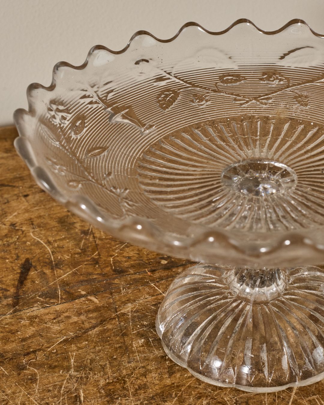 Vintage Glass Pedestal Dish - III