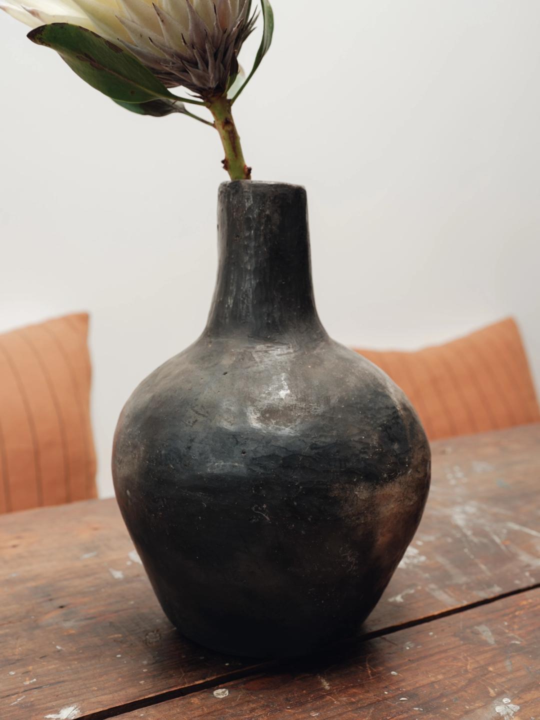 Gafsa Black Clay Vase - Long