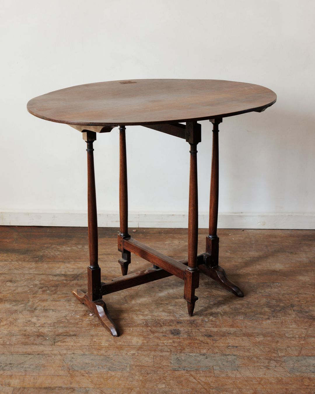 Dark Wood Oval Wine Tasting Table