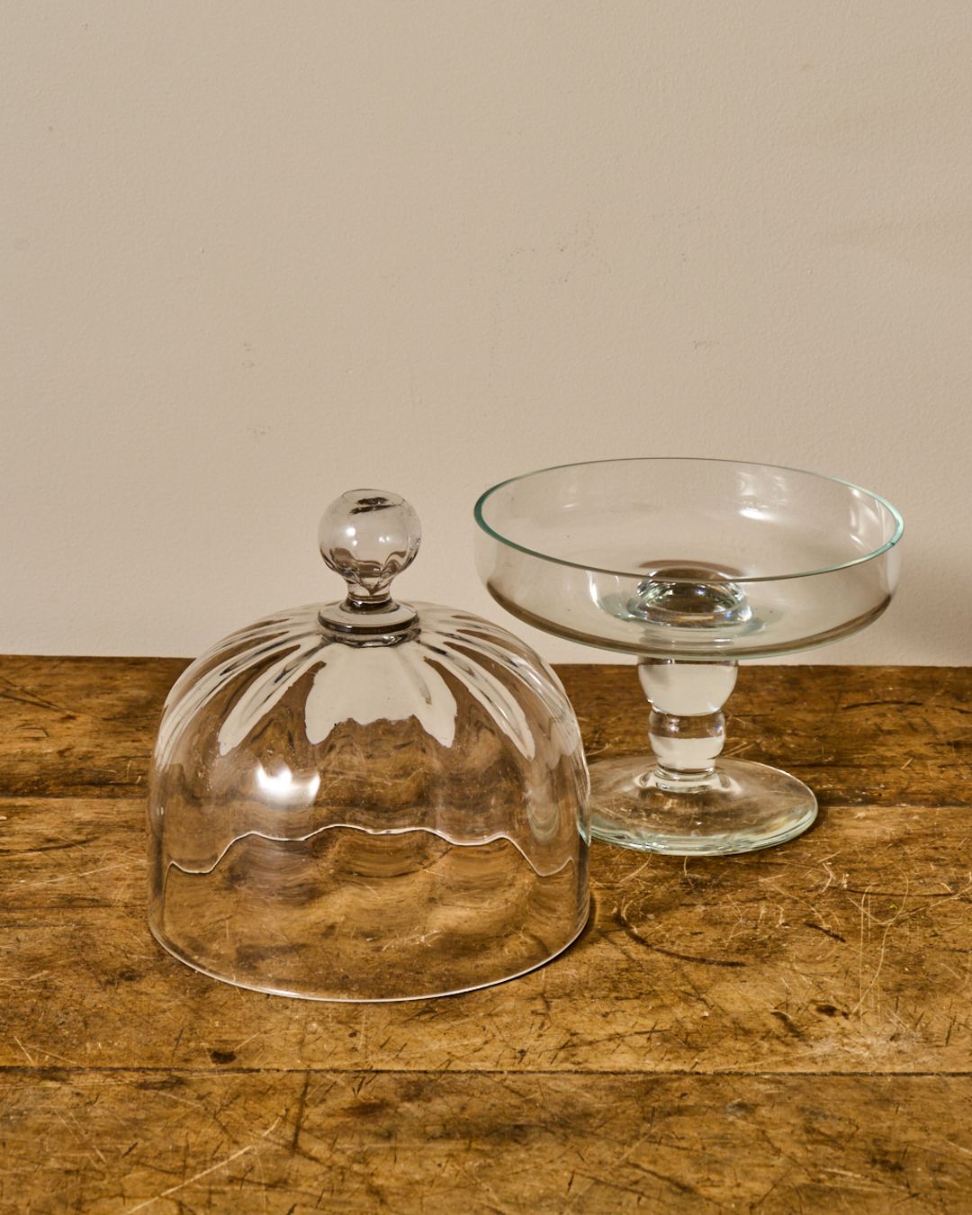 Vintage Glass Pedestal Set