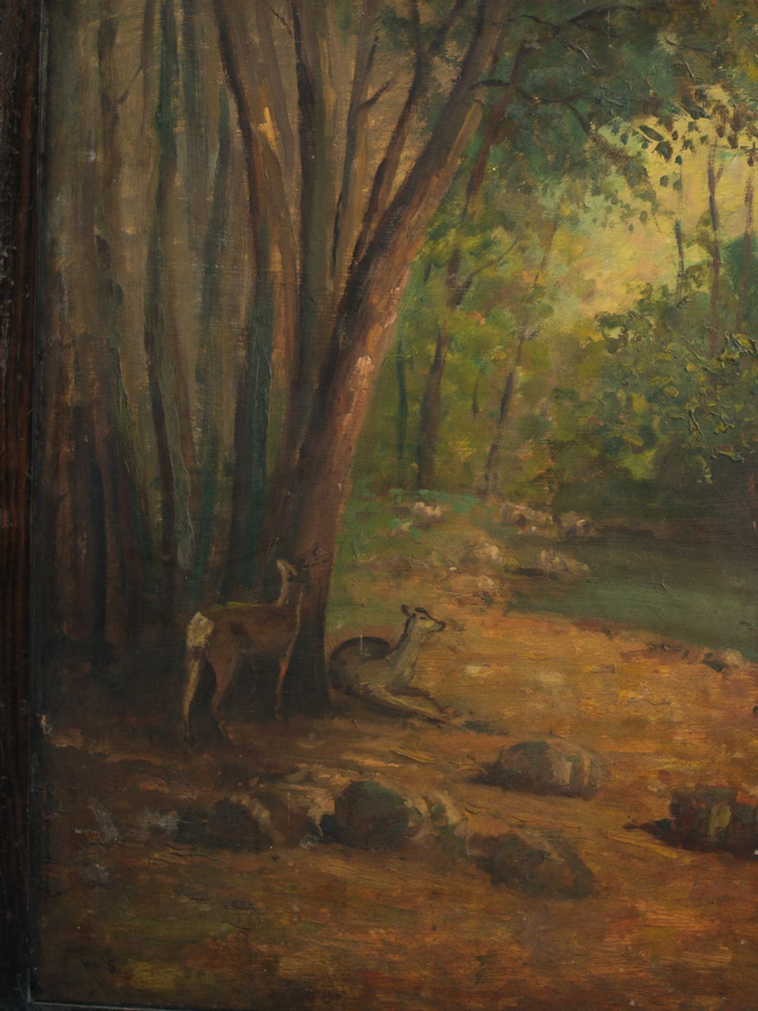 Woodland Forest and Deer Painting