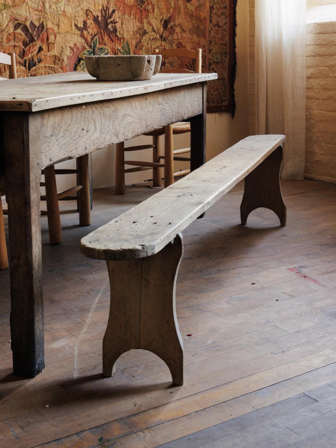 French Round Wood Bench