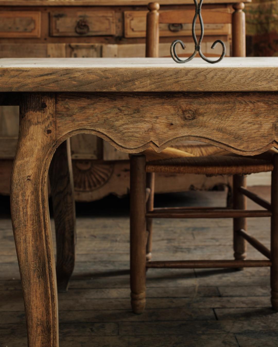 Scalloped Oak Farm Table