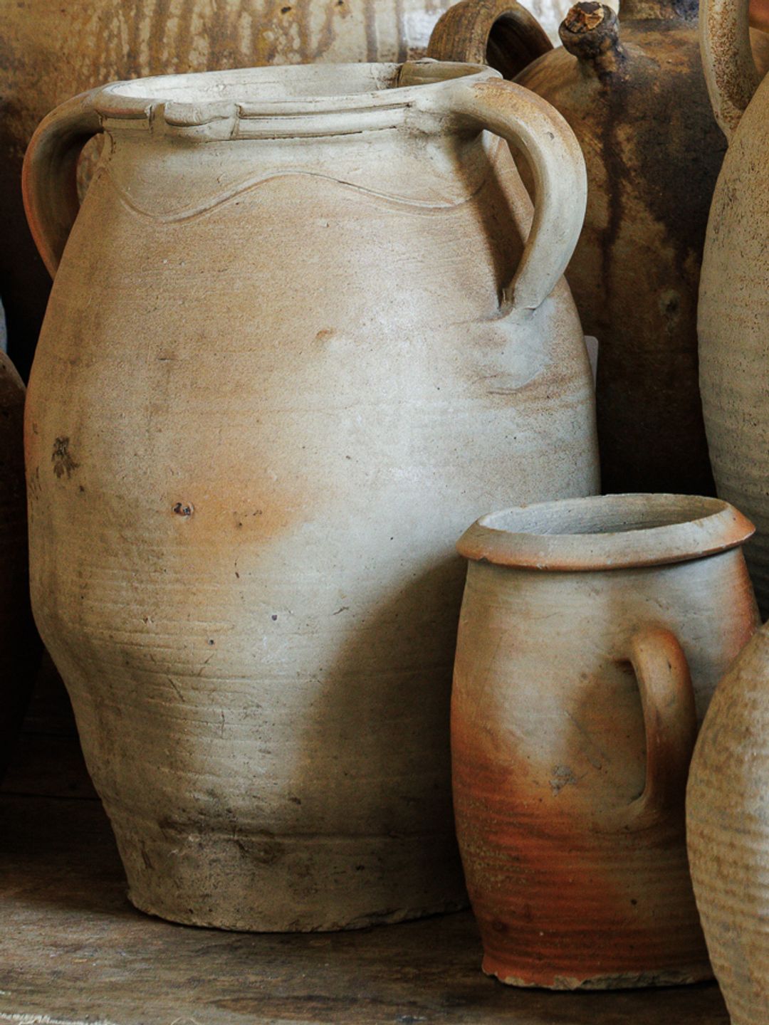 French Stoneware Wide Vase