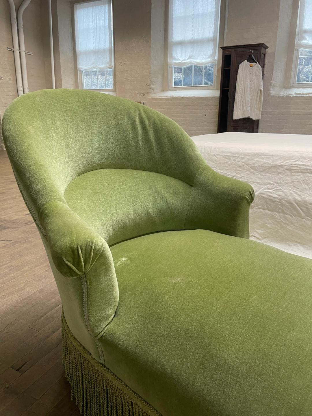 Green Velvet Napoleon Chaise
