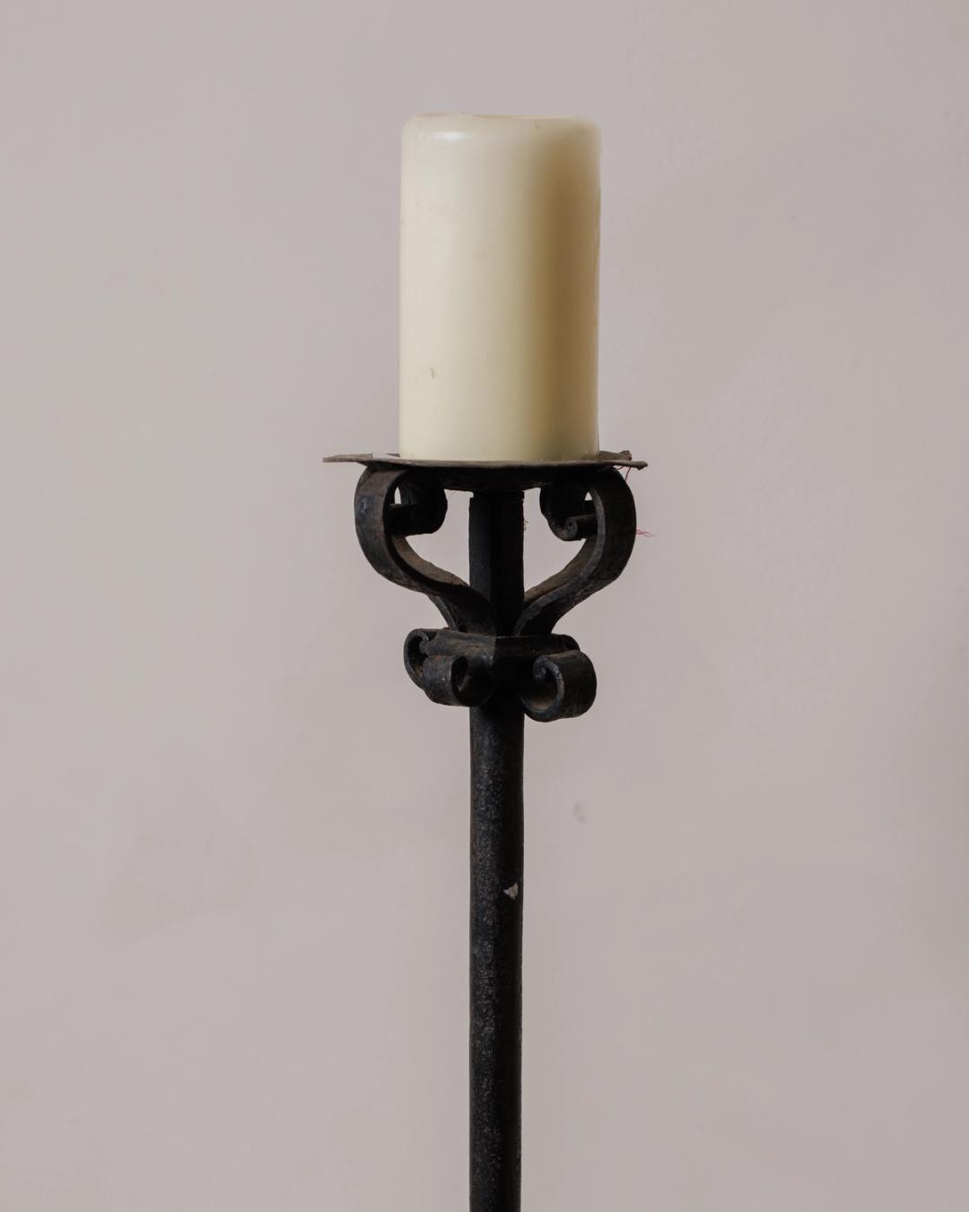 Tall Forged Iron Candlestick