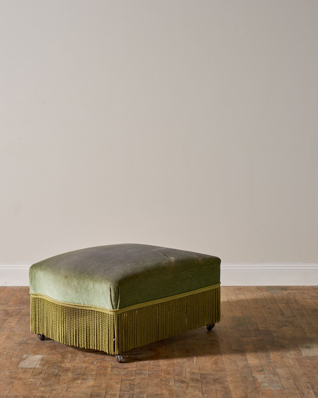19th c. Napoleon III Green Armchair & Ottoman