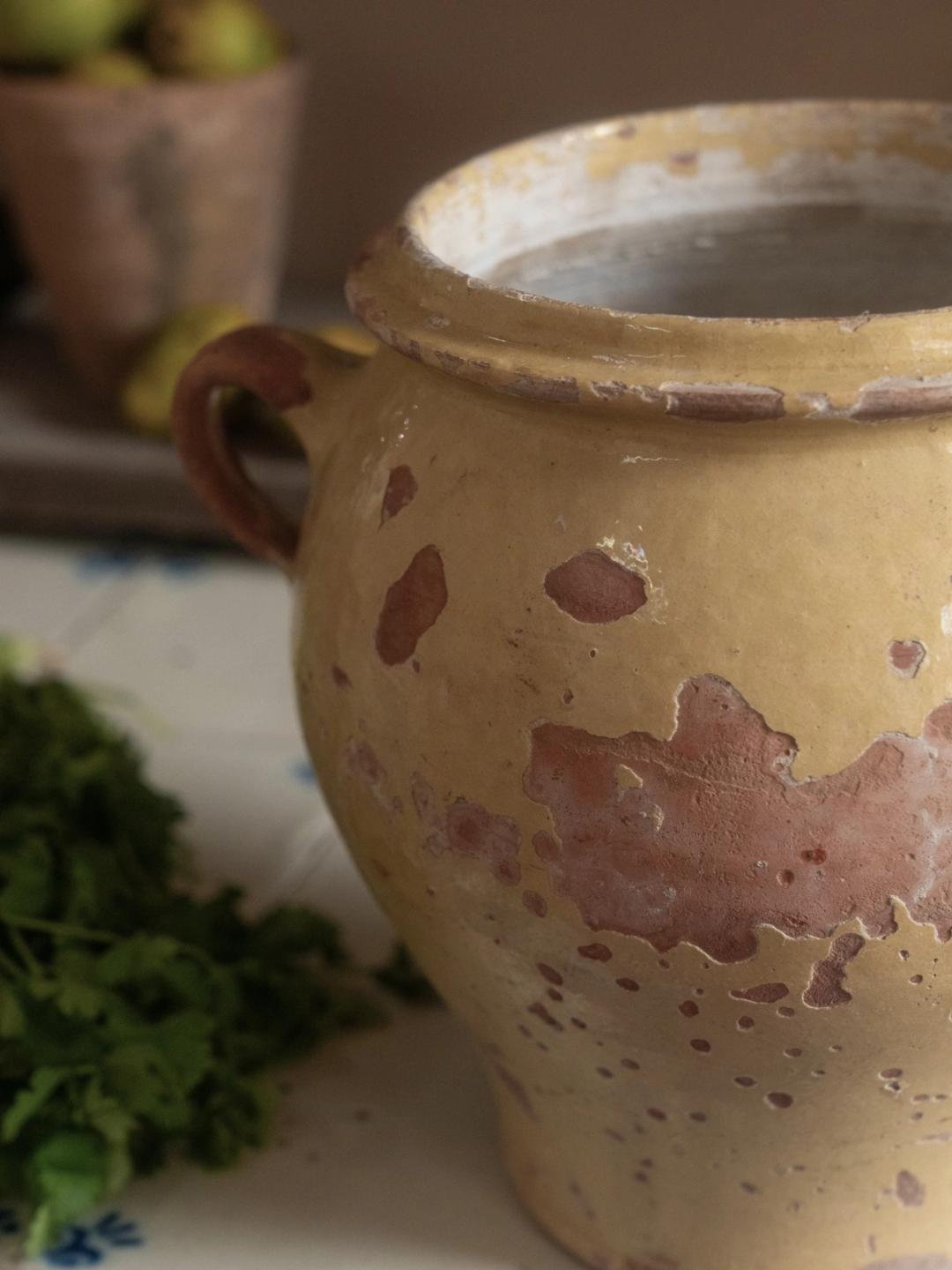 Antique Yellow Glaze Confit Pot
