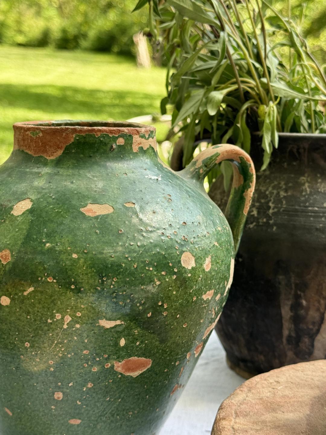 Two Handled Green Hungarian Vase