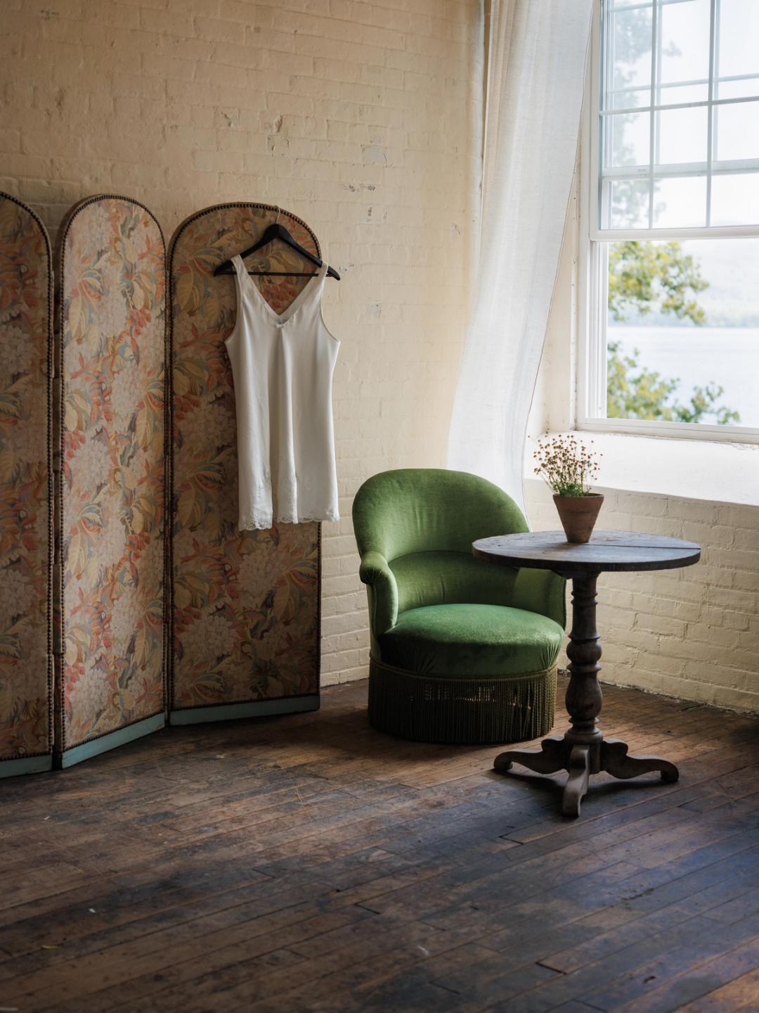 Napoleon III Green Velvet Armchair