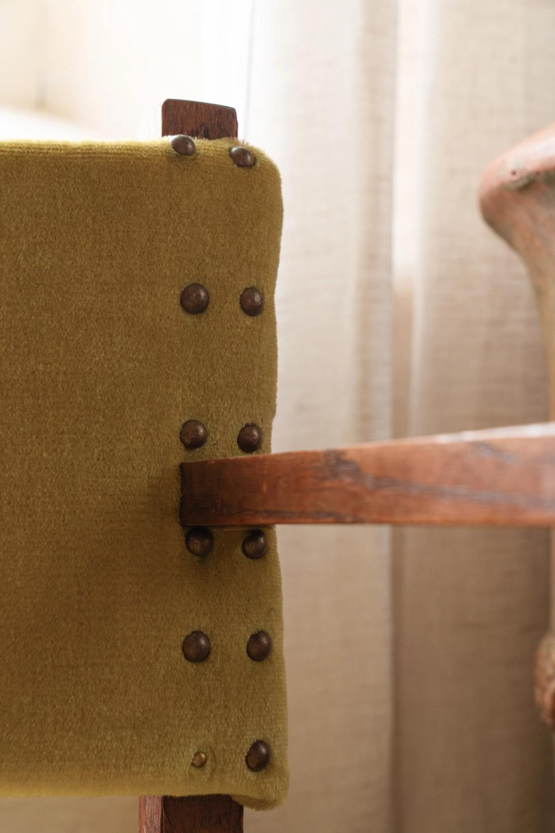 Vintage Mohair Mustard French Armchair