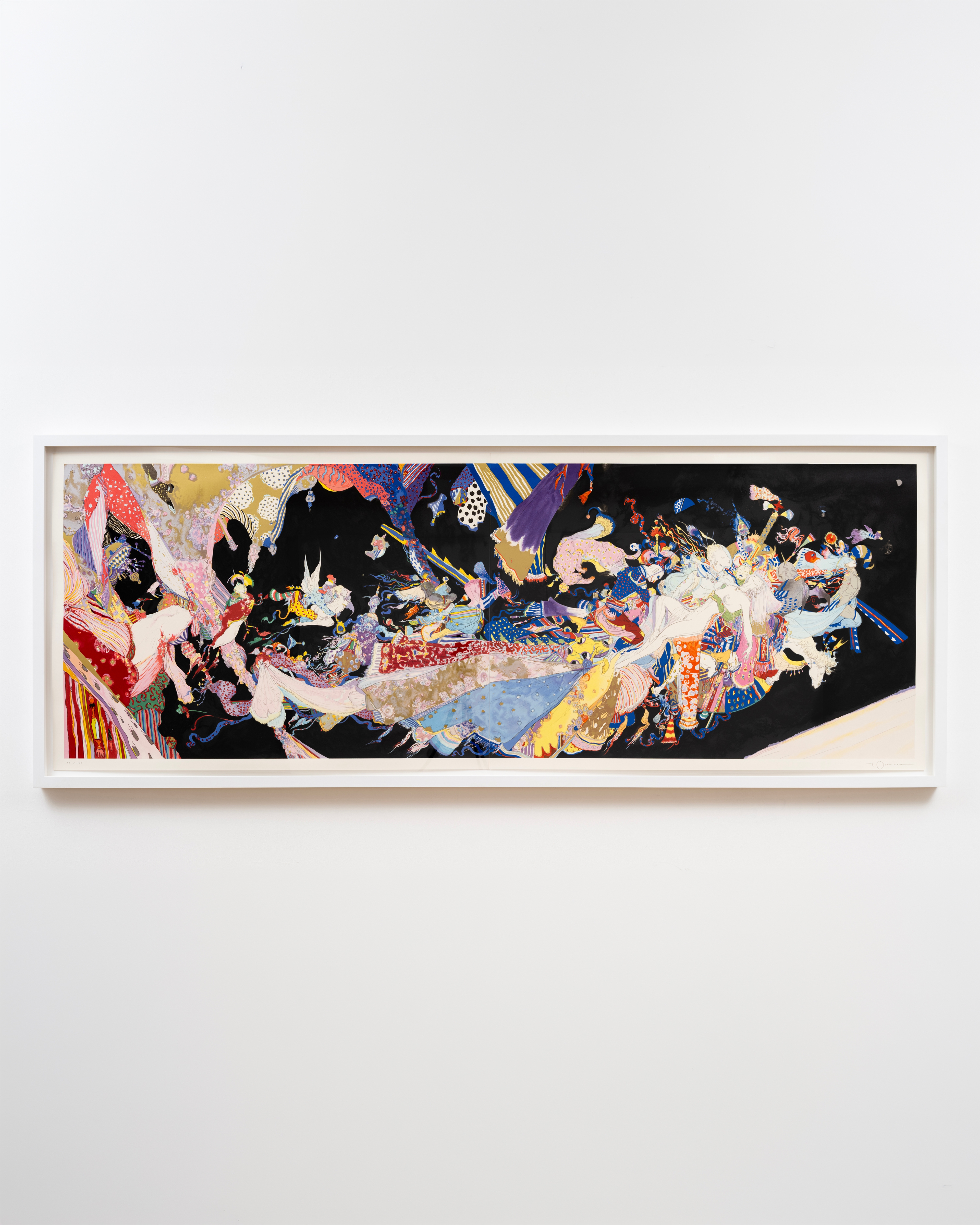 Yoshitaka Amano
Ecstasy, 1996/1998
Silkscreen on BFK Paper
41 1/2 x 115 1/2 in, 105.4 x 293.4 cm; 46 1/4 x 120 in, 117.5 x 304.8 cm (framed)
Edition of 100