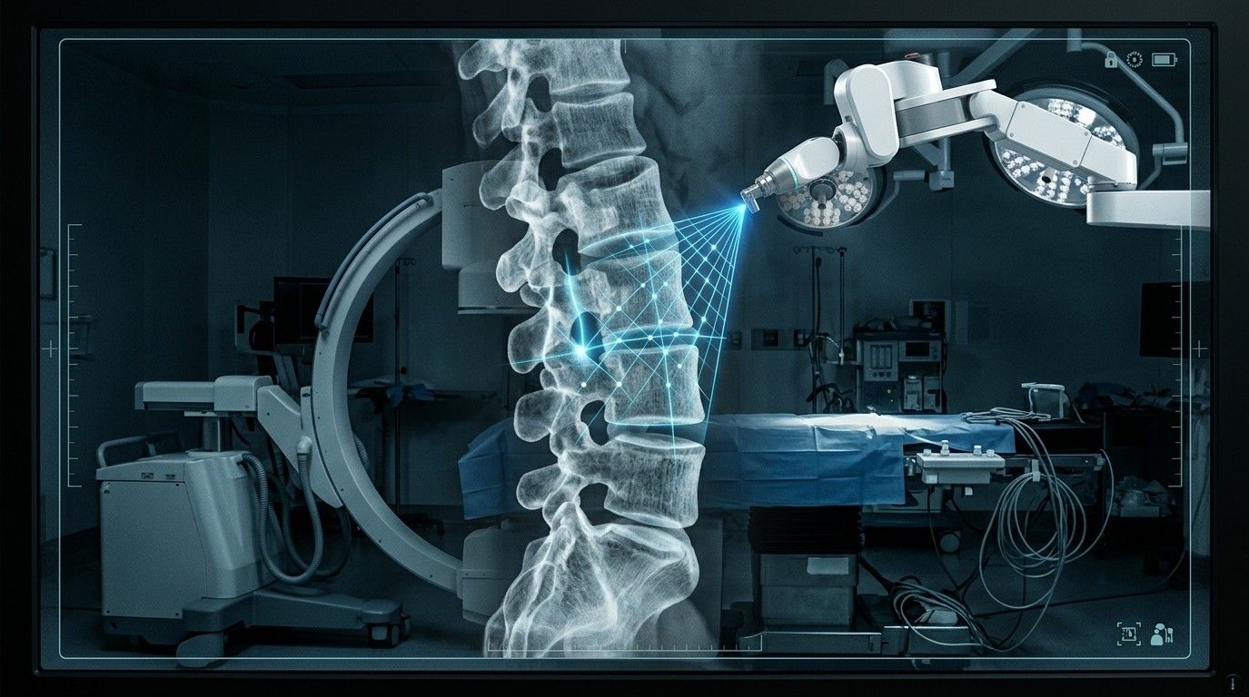 Cirugía robótica de columna con sistema Mazor X en quirófano