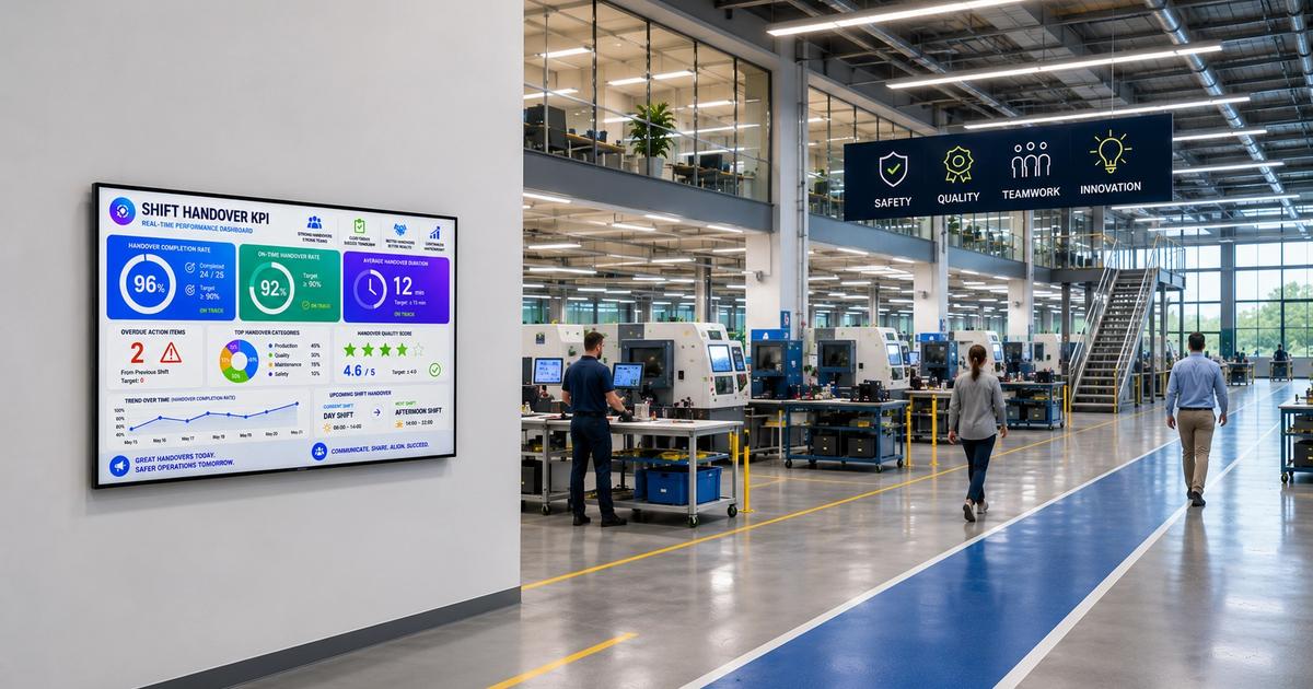 shift handover digital signage kpi data arreya