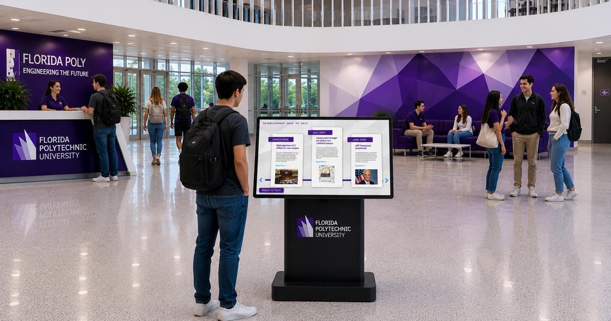 school digital history timeline kiosk Arreya