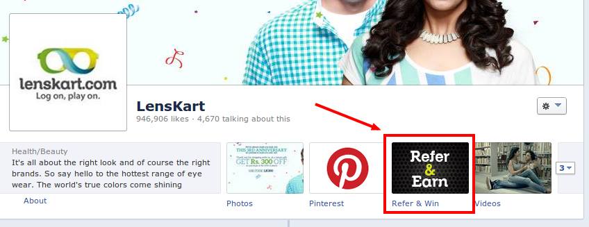 Lenskart refer a friend facebook application