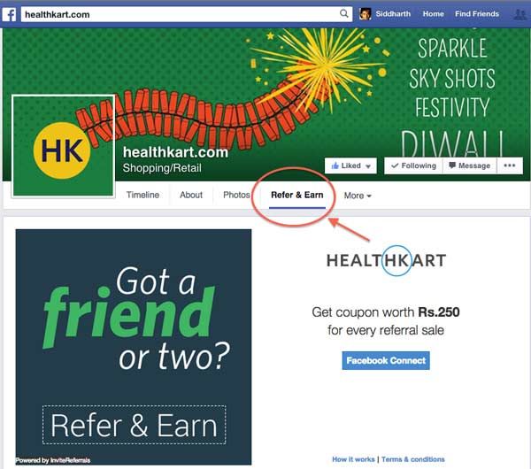 healthkart-facebook-referral-application