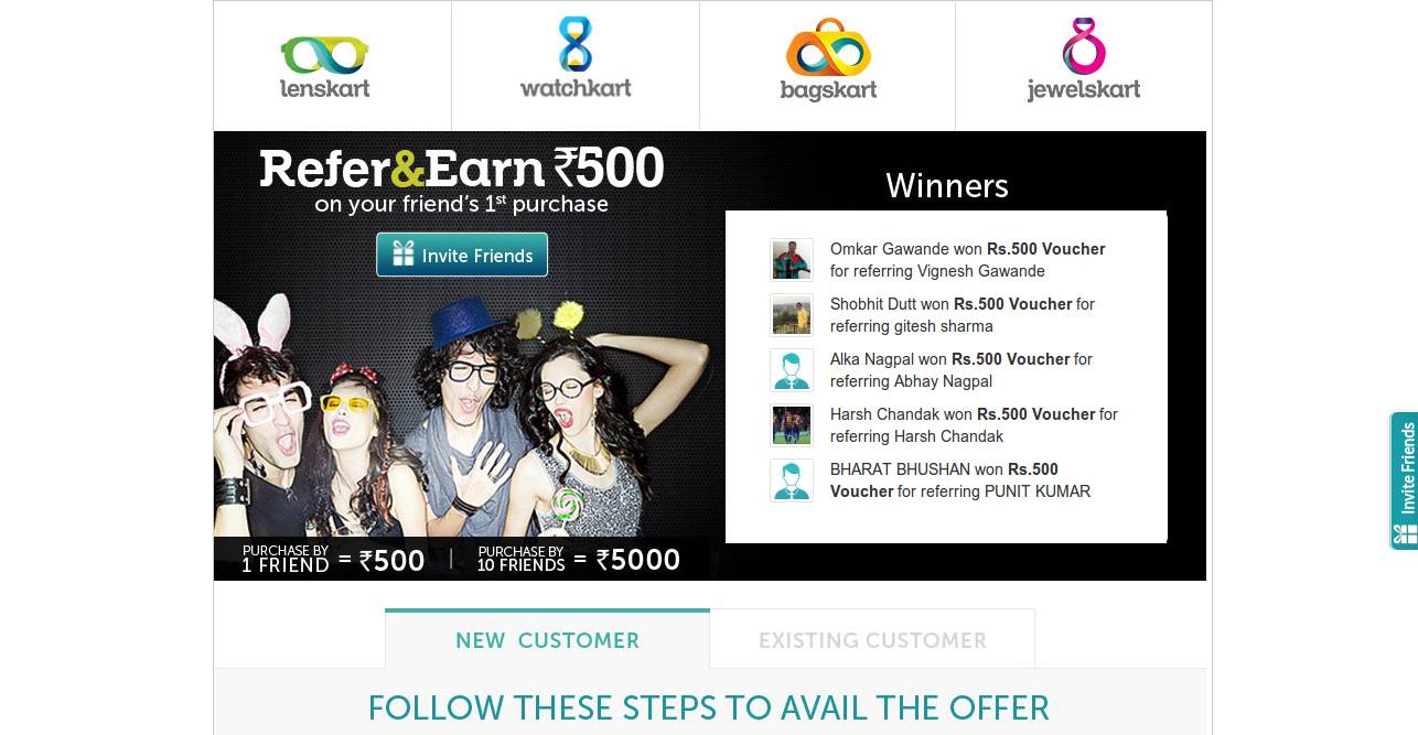 Lenskart refer a friend page