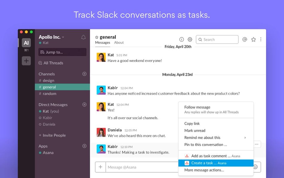 Collaboration tools for Slack – Asana