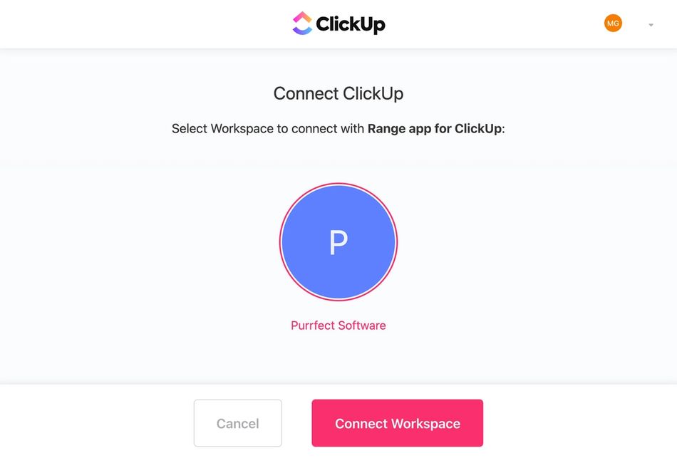 Connecting ClickUp and Range workspaces